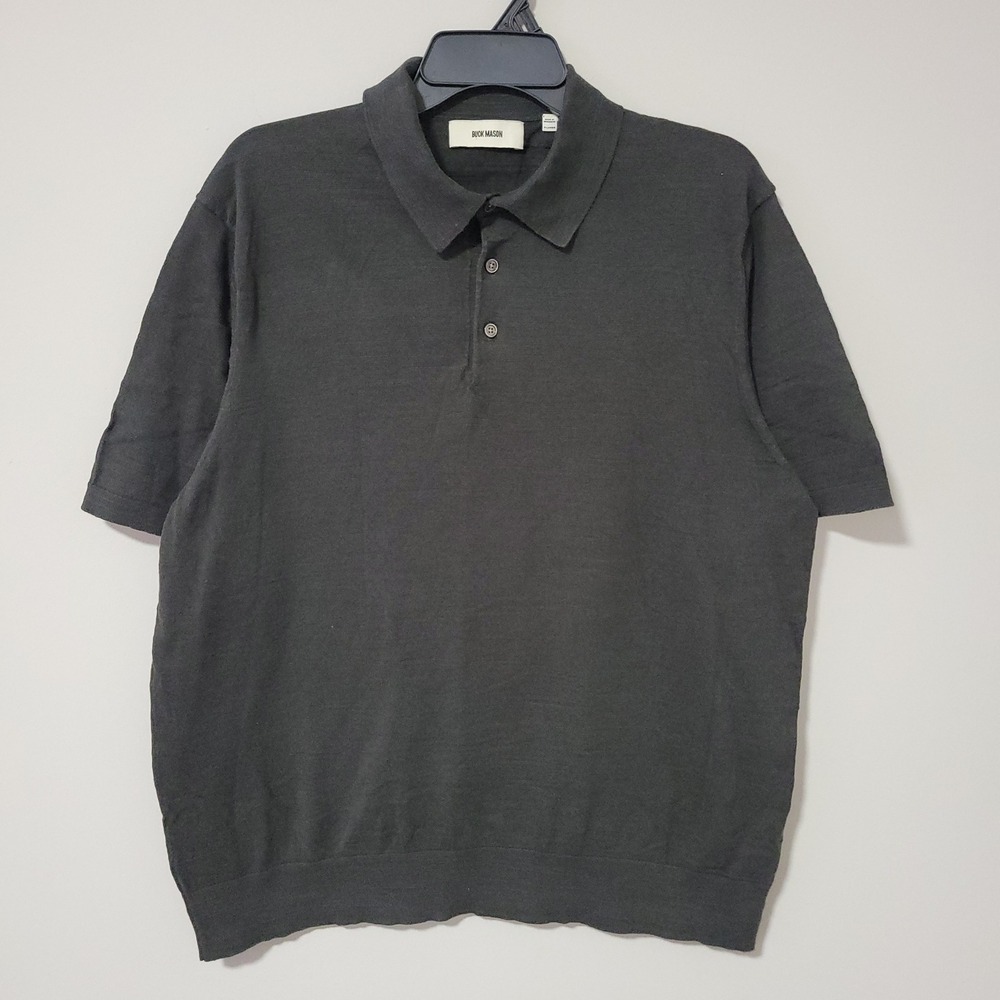 Buck Mason Knit Sweater Polo Shirt Mens XL Charcoal Gray Cotton Classic Casual